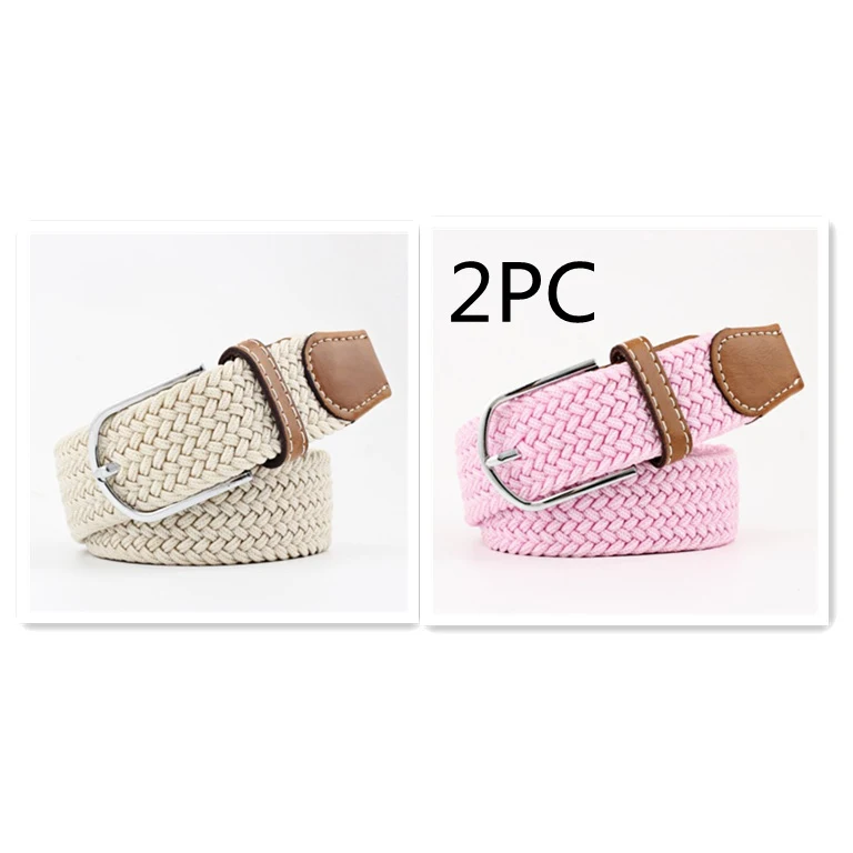 Cinturón de lona para mujer, ideal para estudiantes. Pantalones casuales con hebilla de aguja trenzada y elástico. Cómodo y versátil.