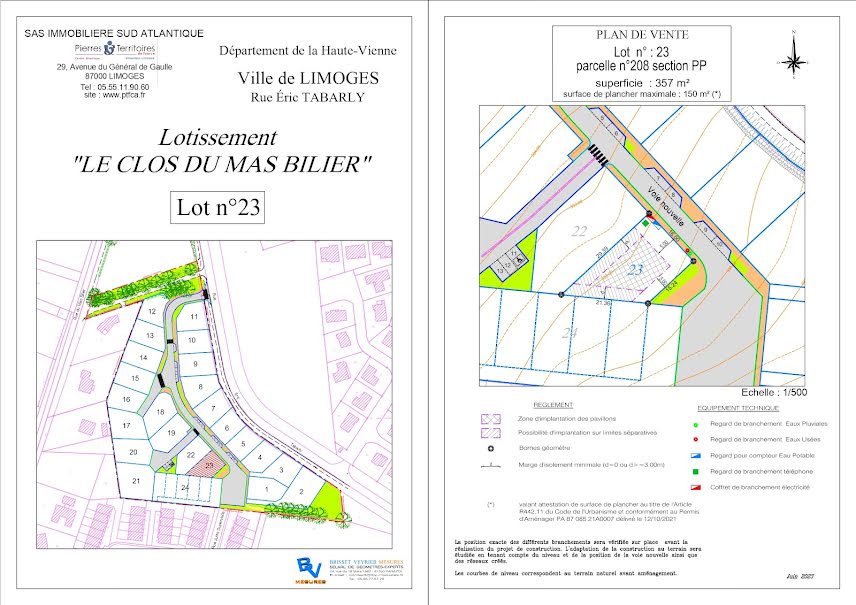 Vente terrain  357 m² à Landouge (87100), 43 000 €