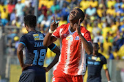 Evans Rusike of Maritzburg United celebrates his goal during the MTN 8 quarter final match between Mamelodi Sundowns and Maritzburg United at Lucas Moripe Stadium on August 13, 2017 in Pretoria, South Africa. 