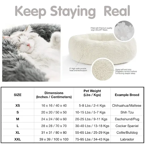Winter Long Plush Dount Basket Calming Cat Beds with Soft Calming Material,Soft Calming Dog Bed House for Relaxing and S