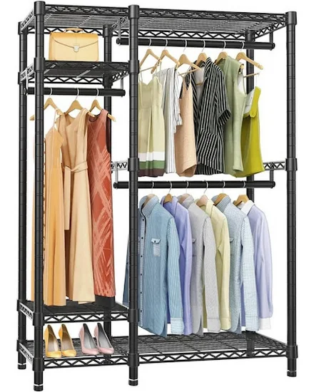 Freestanding Closet Metal Wardrobe Closet, 4 Tiers Adjust... - 1