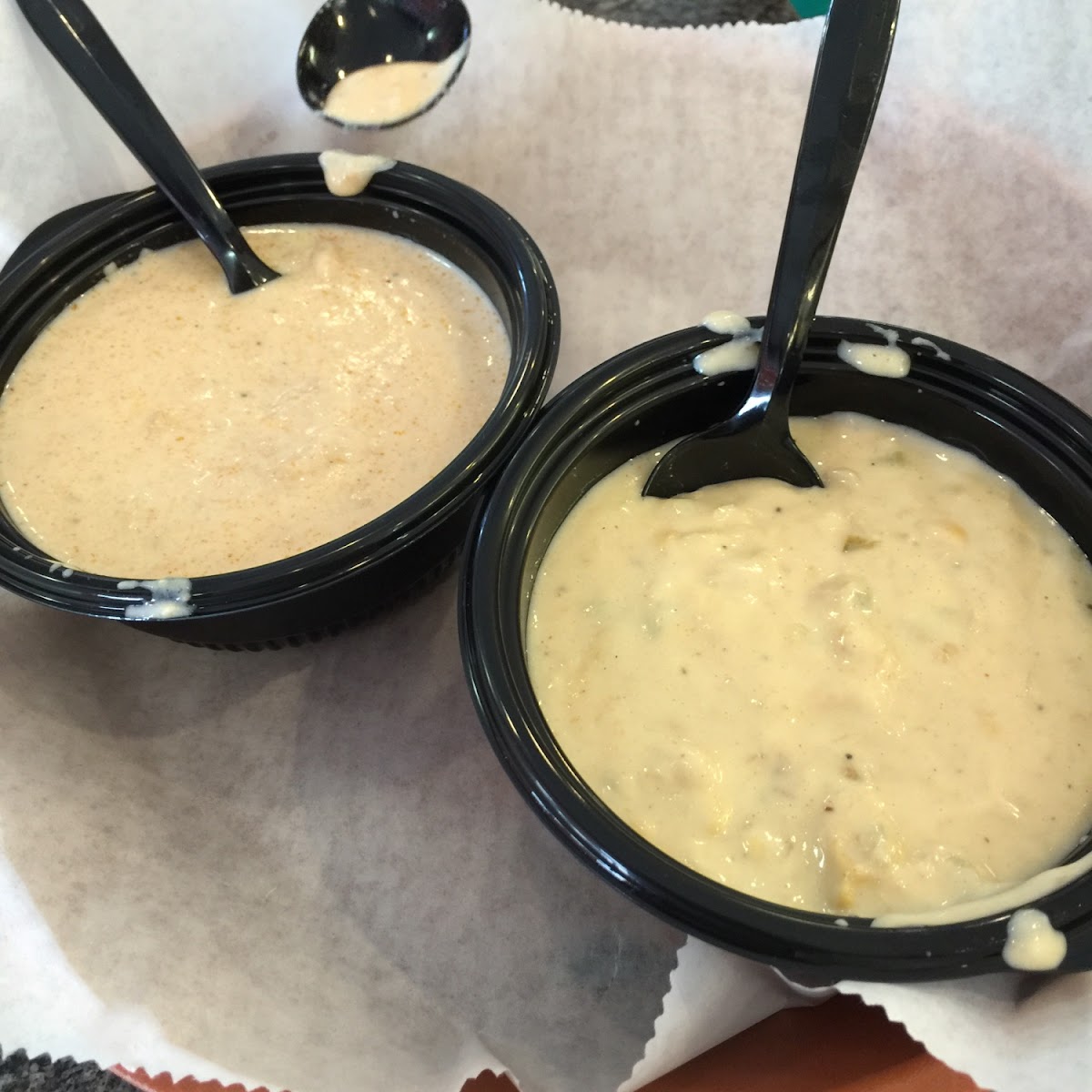 The lobster bisque and corn&  crab chowder... Delish!