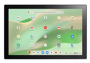 ASUS Chromebook Detachable CM3 を上から見たところ（タブレット モードで水平に置かれている）。