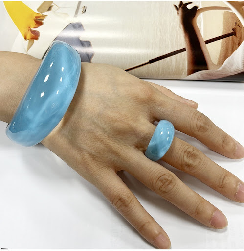 Title 10, French Color Glaze Open Resin Bracelet with Dri...
