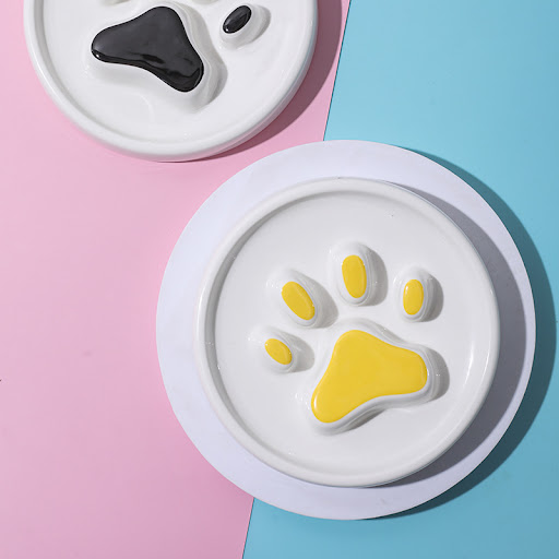 Title 2, Ceramic slow feed bowl for dogs and cats. Encou...