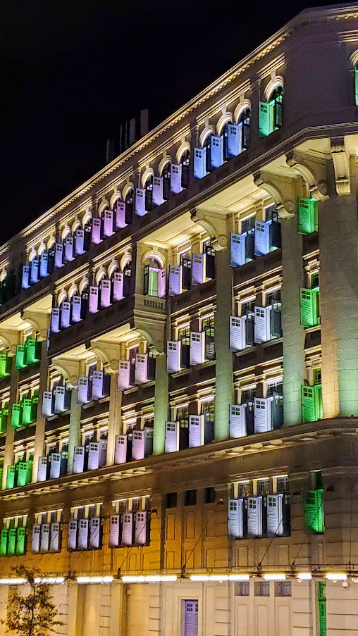 Old Hill Street Police Station, the building with the colorful rainbow windows