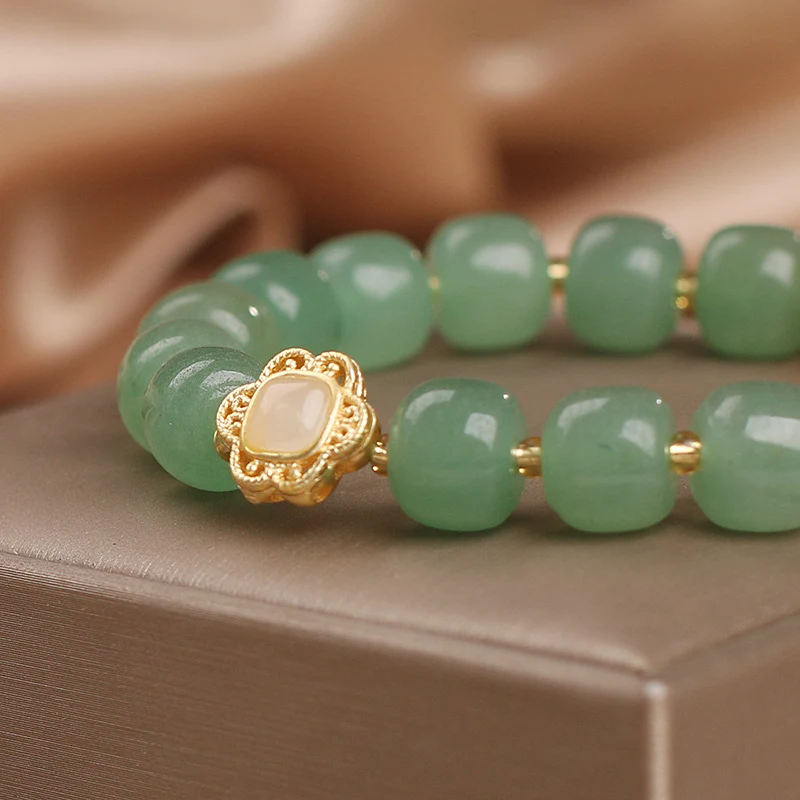 Title 2, Pulsera con cuentas de cubo de cuarzo fresa nat...
