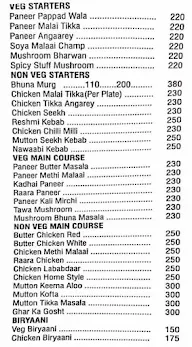 Car Khana menu 1