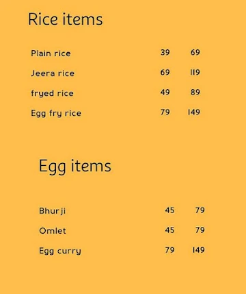 Food Corner menu 