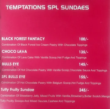 Temptations menu 