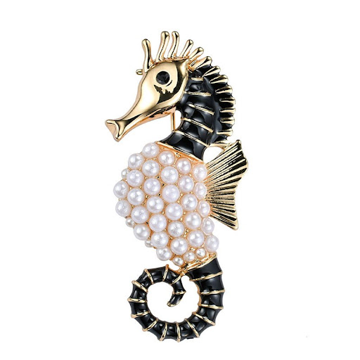 Title 5, Broche de hippocampe haut de gamme en perles et...