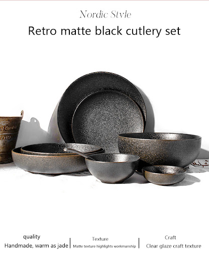 Title 1, Black Creative Tableware Dessert Salad Bowl. Se...