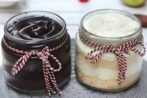 Vanilla Cake And Chocolate Truffle Cake In Jar [2 Pieces]