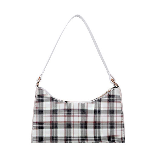 Title 8, French niche plaid retro baguette bag, underarm...