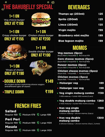 The Bahubelly menu 