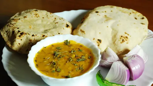 Yellow Dal Tadka With 3 Butter Tandoori Roti