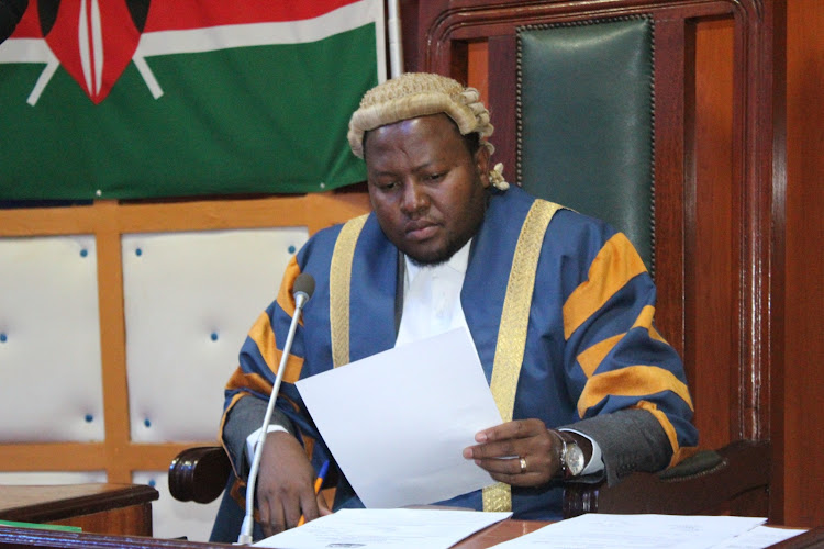 Kitui assembly speaker Kevin Katisya at the assembly session on Wednesday.