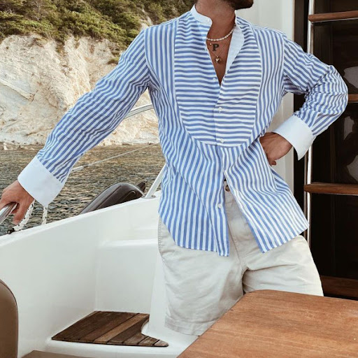 Title 7, Mens Loose and Simple Striped Irregular Stitch...