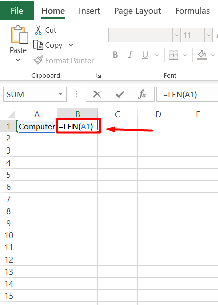 How to count characters in Microsoft Excel