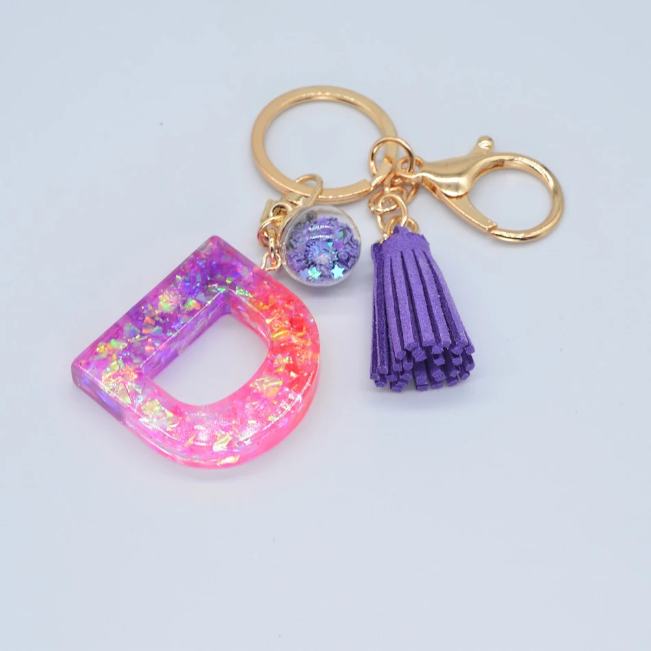 Resin Purple Epoxy English Keychain. A stylish and durable keychain perfect for everyday use. This unique accessory adds