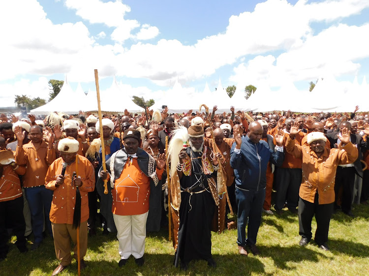 Kikuyu Council of Elders during their annual prayers in Nyahururu Stadium on December 31, 2019