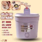 Nồi Lẩu Điện Mini Nấu Mì Nồi Lẩu Điện Mini Bát Điện Cốc Lẩu Đa Năng Có Chống Dính 1L 500W Nấu Lẩu, Mì, Chiên, Cháo