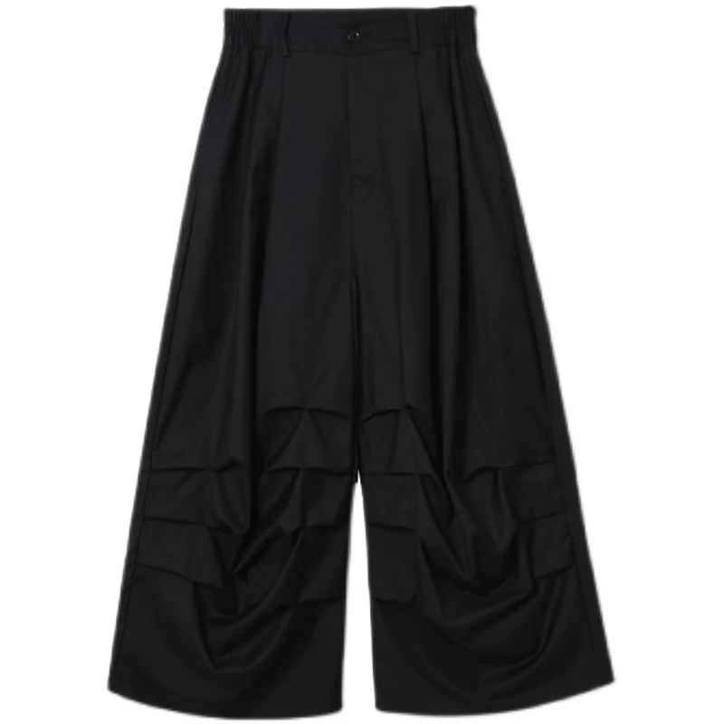 Pantalon Niche Décontracté de Scène Yamamoto Sombre Plissé Court Tendance High Street – Élégance et Confort