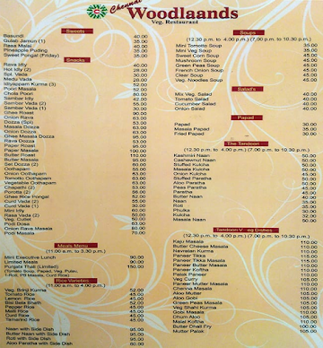 Chennai Woodlands menu 