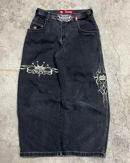 Streetwear JNCO Jeans Y2K Pants Mens Harajuku Retro Hip H... - 0