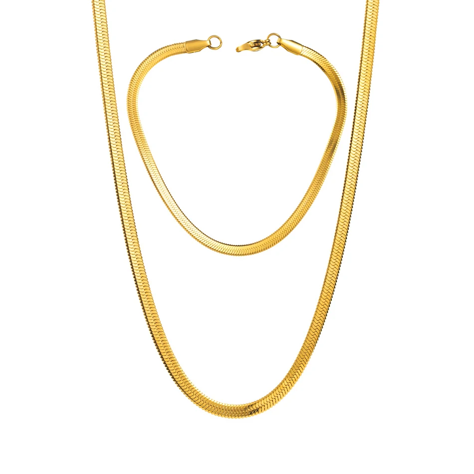 Colar e Pulseira de Aço Inoxidável para Moda Feminina, Conjunto Sofisticado, Resistente e Durável, Ideal para Presentear e Usar Sempre