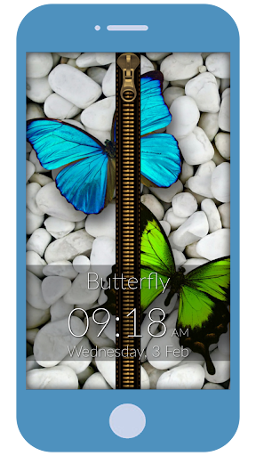 Butterfly Zipper Lock Screen