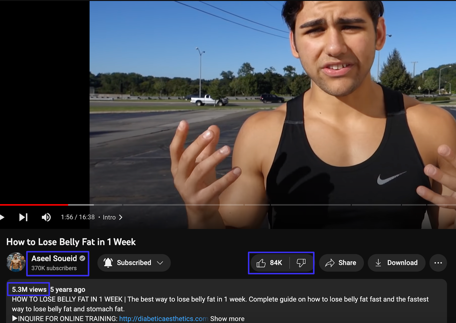 An example of a fitness influencer video