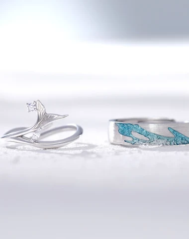 Bague de couple étoile de mer en ar - 0