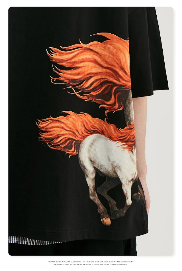 Creative personality unicorn animal print loose T-shirt