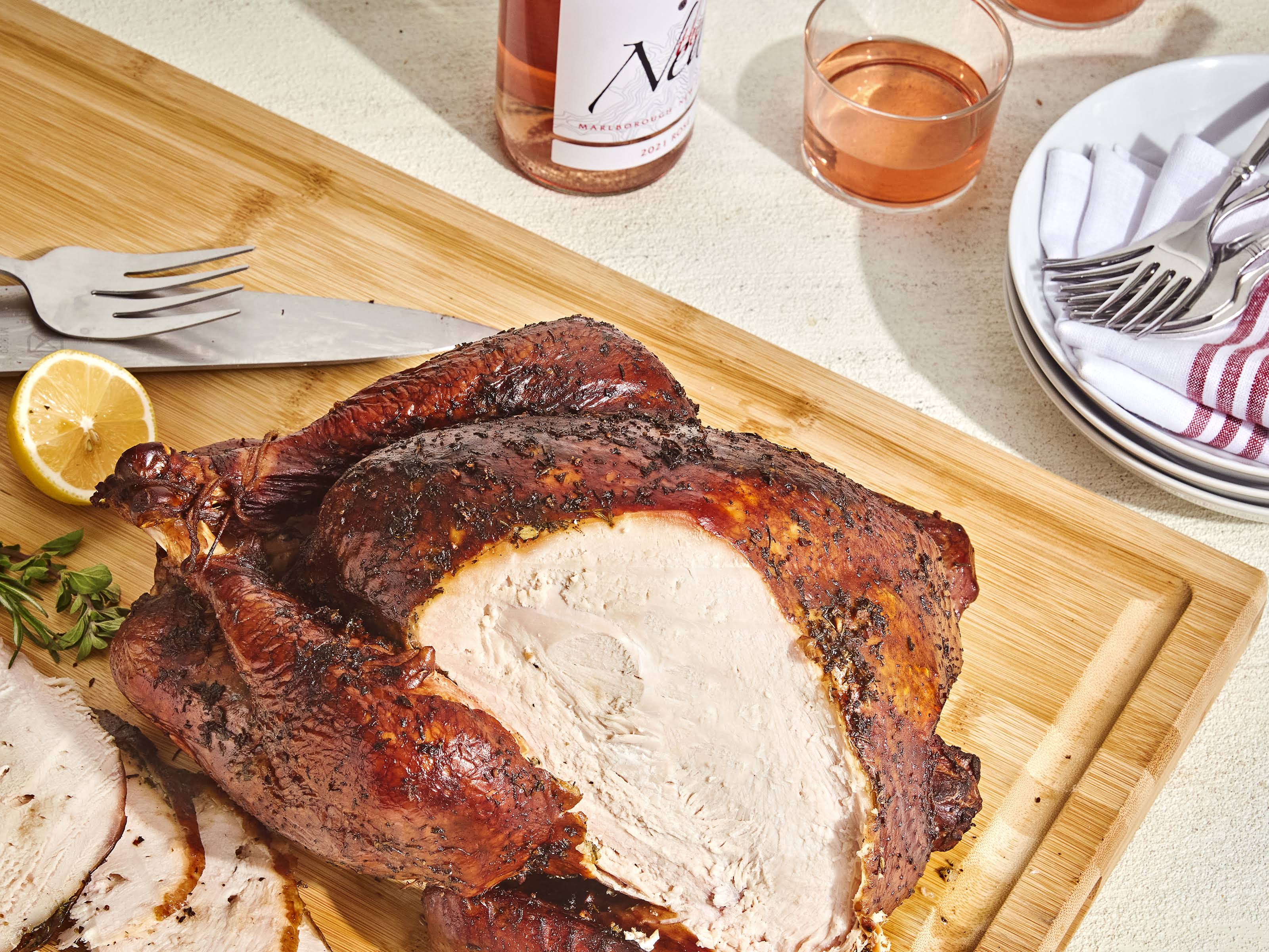 Popup Thermometer Timer Smoked Turkey Sitting Stock Photo