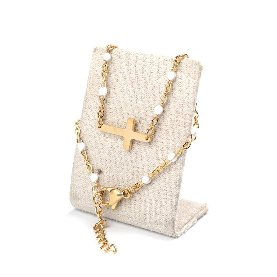 Pulseira de aço inoxidável com cruz fashion Design elegante e religioso Joia duradoura e resistente Ideal para uso diário e ocasiões especiais