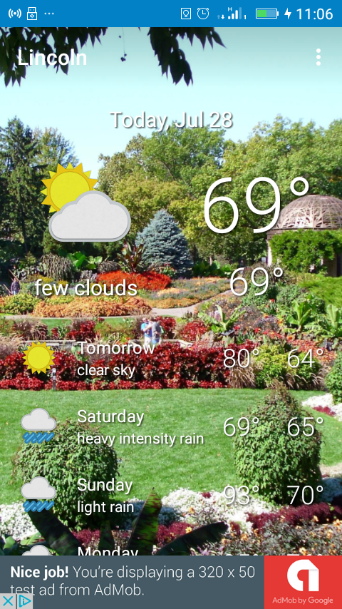 Android application Lincoln, NE - weather screenshort