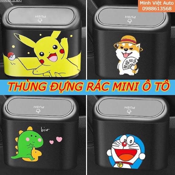 Thùng Rác Ô Tô - Thùng Đựng Rác Mini Ô Tô Gắn Cửa Xe, Sau Ghế Xe Hơi , Văn Phòng Làm Việc Logo Hoạt Hình Vui Nhộn