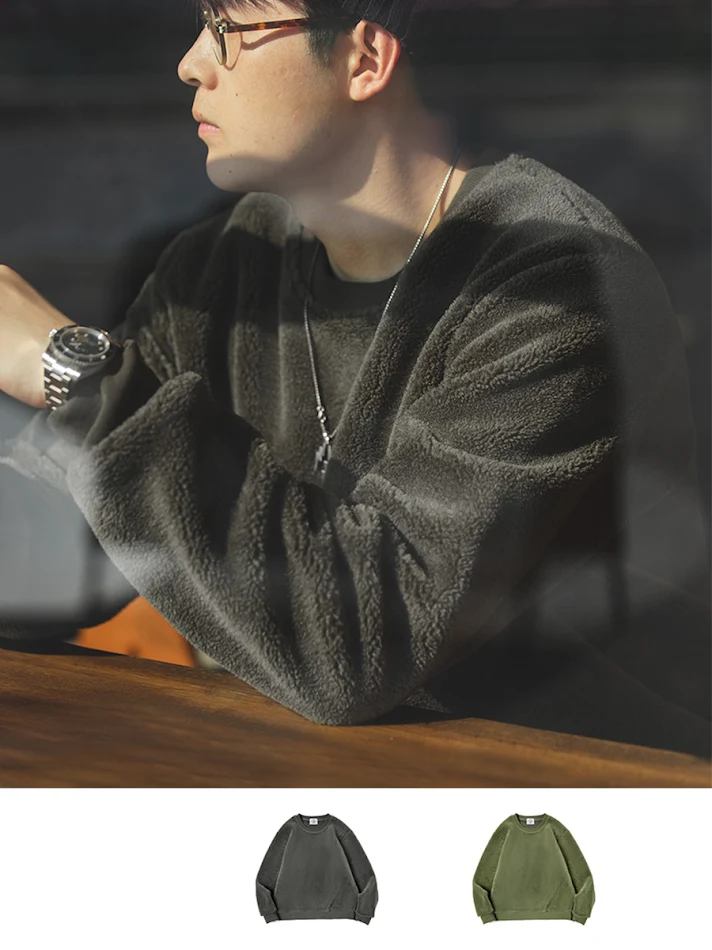 Madden Workwear Sweat-shirt Polaire Chaud Gris Foncé Rétro Japonais pour Homme. Confort et Chaleur pour le Travail et les Loisirs.