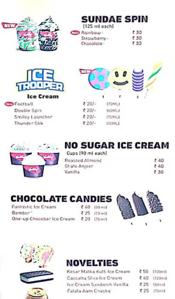 Vadilal - Scoop Shop menu 