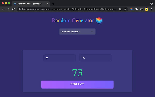 Random number generator chrome extension