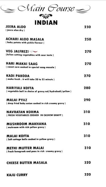 Jaipur Jungle menu 