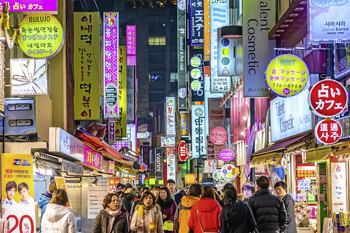 Crowds enjoy the Myeong-Dong district nightlife in Seoul. Despite its small size and ever-present national security threats, South Korea has a thriving economy with proper rule of law.