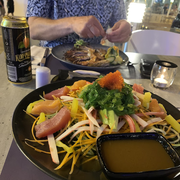 Sushi Salad and King Prawns with Black Rice