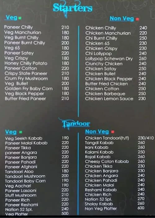 Nation 52 Kitchens menu 