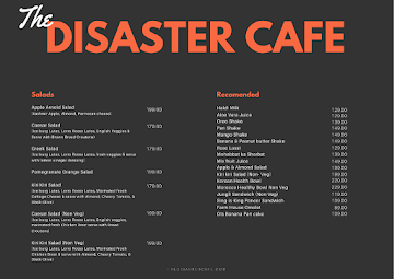 The Disaster Cafe menu 