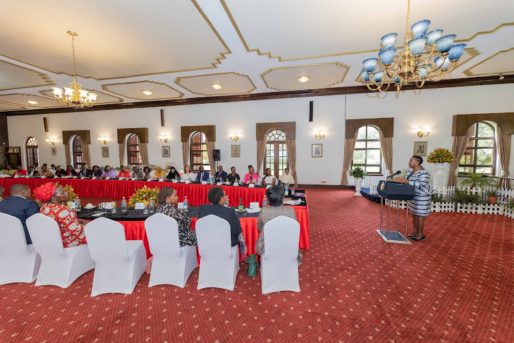 First Lady Mama Rachel Ruto addressing county Governors spouses at State house, Nairobi