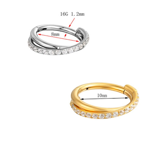 Title 3, Double-Layer Cross Nose Ring Piercing Decoratio...