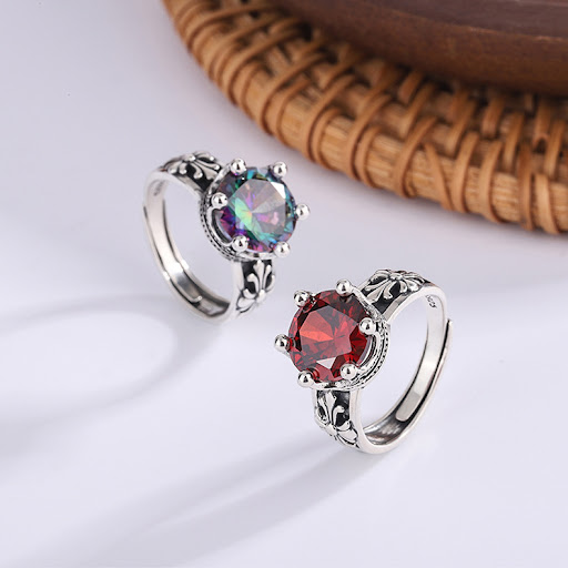 Title 1, S925 Sterling Silver Vintage Multicolor Zircon ...