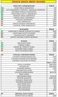 Snack Hack menu 1